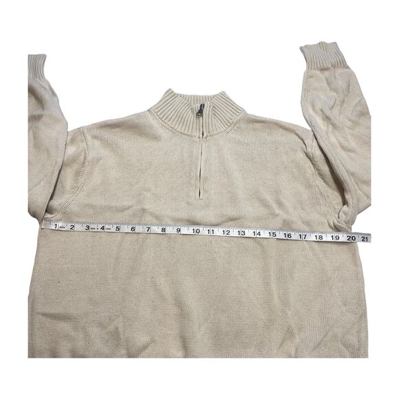 Spring + Mercer Sweater Women's Medium Beige 100% Cotton Long Sleeve Quarter Zip - Picture 4 of 6